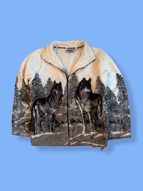 Флис кофта с волками